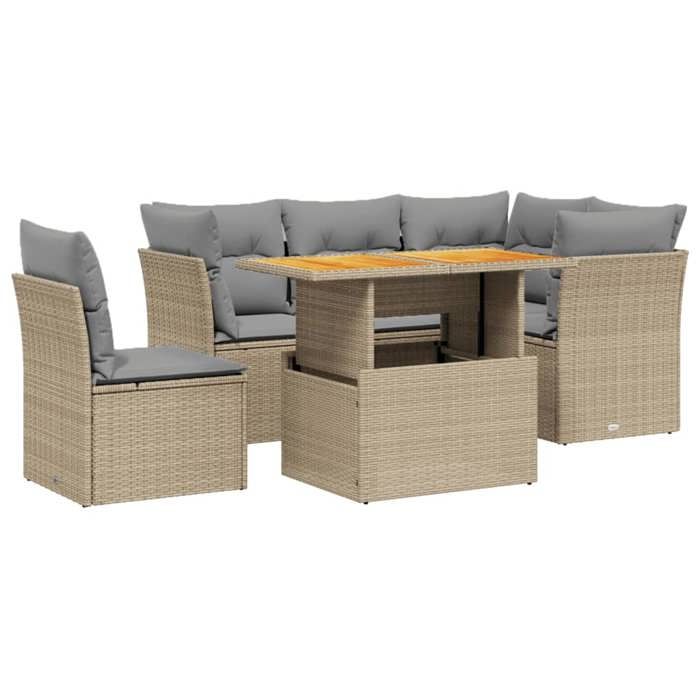 VidaXL Salon de Jardin avec Coussins 5 pcs, Canapés de Terrasse, Ensemble de Meubles de Patio, Mobilier d'Extérieur, Beige 3270835