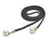 2Pcs Fashion Woven Waist Rope Adjustable Laceup Waist Belt with Pearls Decors for Women Dresses and Skirt All Matching