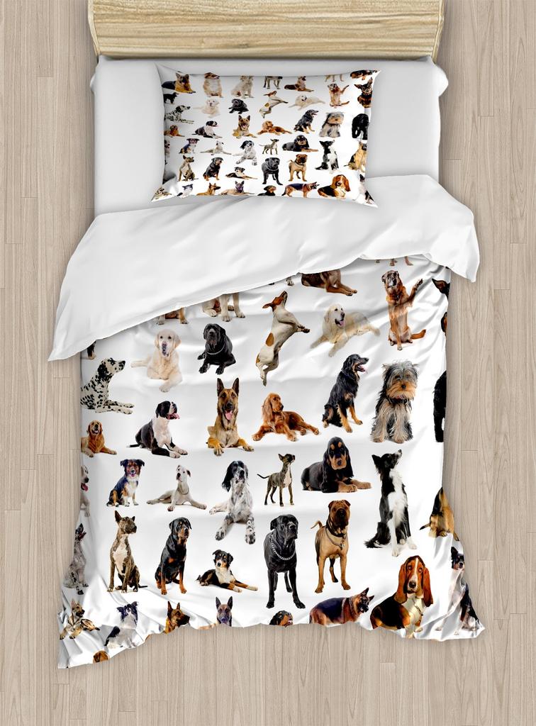 Black Dog Bedding Set Twin King Full Size Duvet Cover Set Cute Pug Dog Print Comforter Cover For Kids Teen Boys Soft Quilt Cover