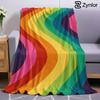 Rainbow Wave Stripe Ultra Soft Sherpa Fleece Blanket Fluffy Warm Halloween Cozy Throw for Sofa Couch Bedroom Gift All Season