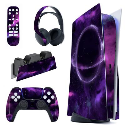 Custom Sticker for PlayVital Ps5 Console Disc Ps5 Sticker Sticker for Ps5 Controller Charging Station Headset Media Remote Deep Edition, & & & [Purple