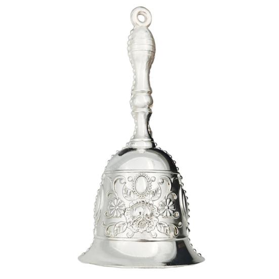 Copper Alloy Hand Bell Retro Carving Handbell with Non-Slip Handle Multifunctional Handbell for Classroom Wedding Seniors Bedside