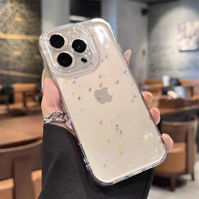 Star Glitter Transparent Phone Case for iPhone 17 Pro Max, 16/15 Pro, 14/13 - Precise Fit