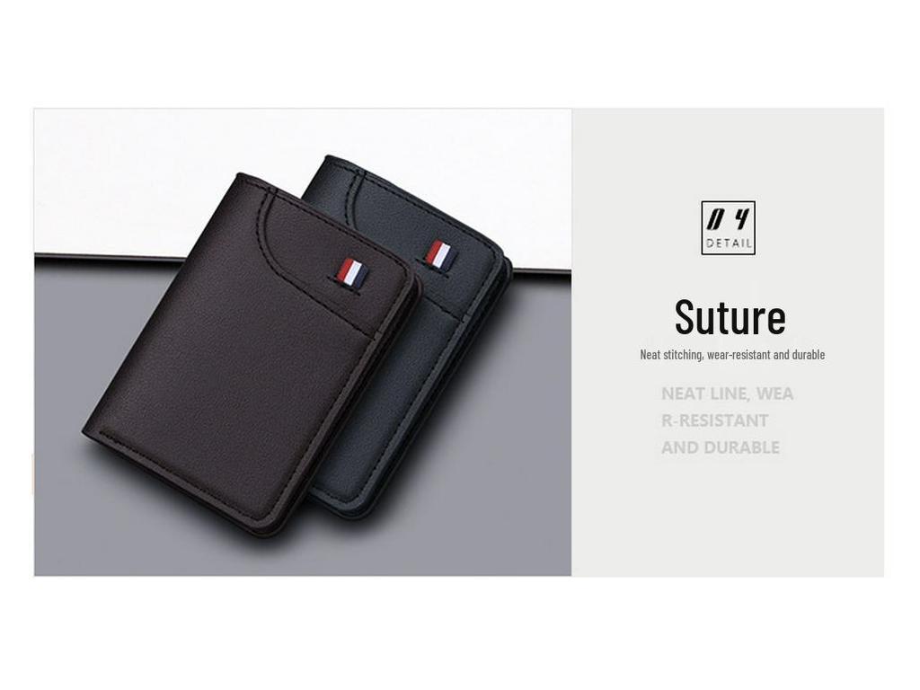 Men's Vertical Ultra-thin Leather Wallet with Anti-Demagnetization Card Holder