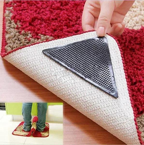 4Pcs8pcs/set Triangle Washable Reusable Rug Gripper Anti-skid Rubber Mat Non Slip Patch Tape for Tile Floors Carpets Corners Pad