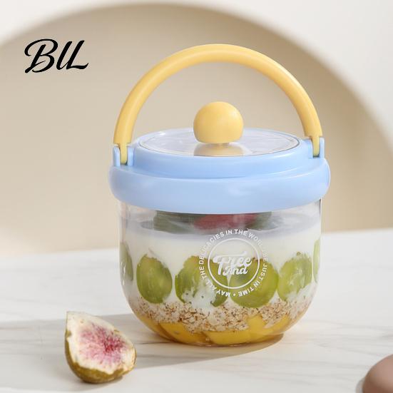 Leak-proof Salad Bowl Portable with Built-In Fork & Lid 600ml Double-Layer Plastic Jar Odorless Fruit for Overnight Oats Meal Prep Snack Container Gym