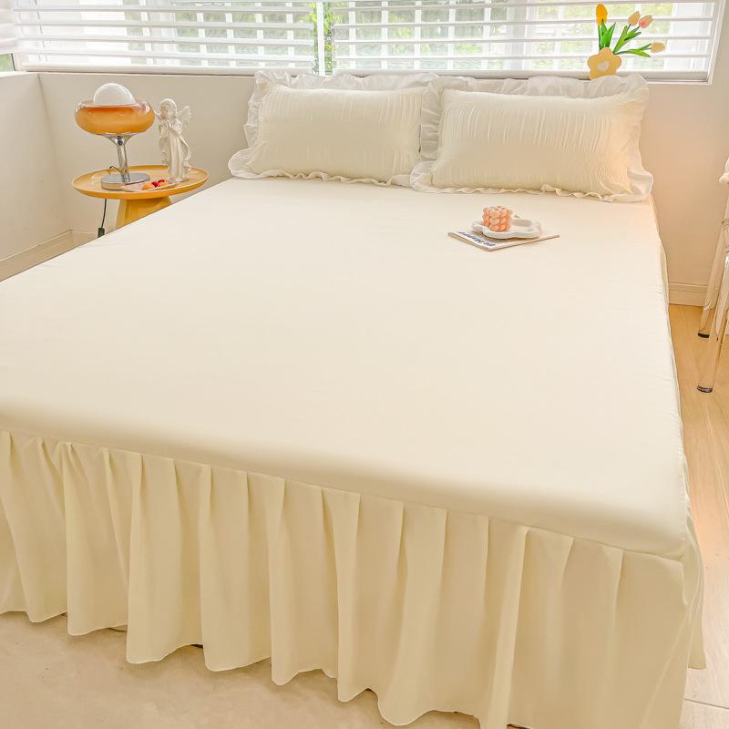 Bedroom Household Single-piece Sanding Bed Skirt Solid Color Skin-friendly Bedspread Bed Cover Bedroom Student Dormitory Sheets