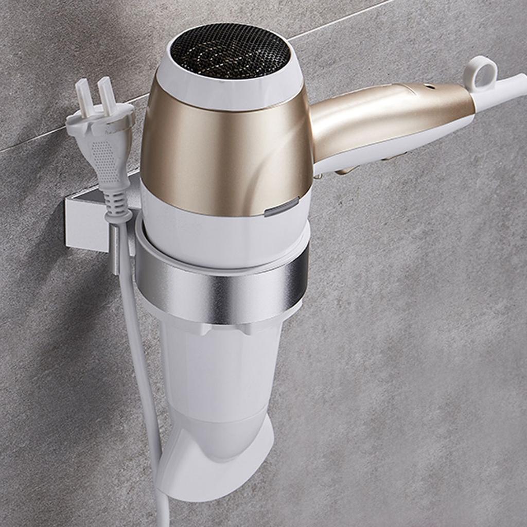 Hair Dryer Rack Space Aluminum Hole Free Blower Organizer Lightweight Hardware Accessory(9482SS