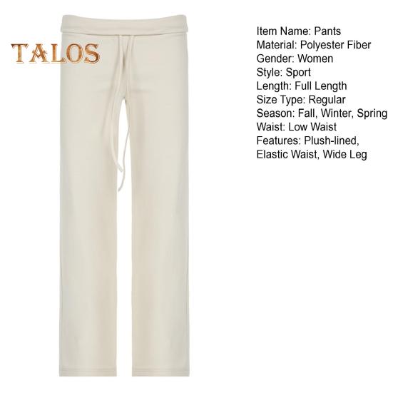 Damen Herbst-Winter-Hose, niedrige Taille, Po-Lifting, Sporthose, Kordelzug, elastische Taille, einfarbig, Yoga-Jogginghose, Winter, Plüschfutter, weites Bein