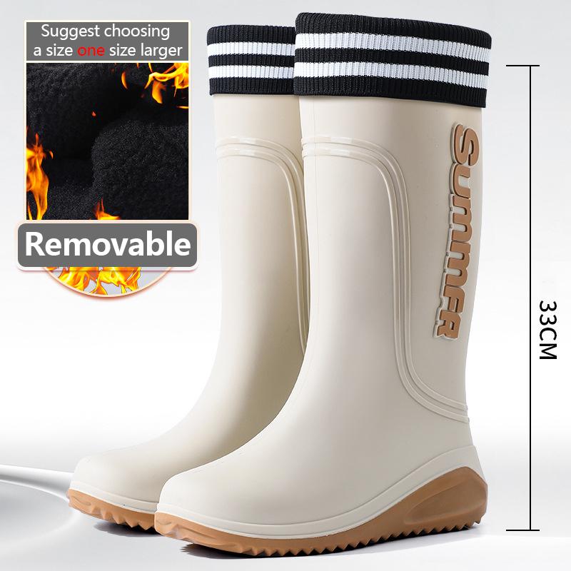 Fashion Outdoor Men's Rain Boots Fashion Long Tube Fishing Shoes Non-Slip Waterproof Shoes Couple Work Shoes Rubber Shoe Warm Rain Boots