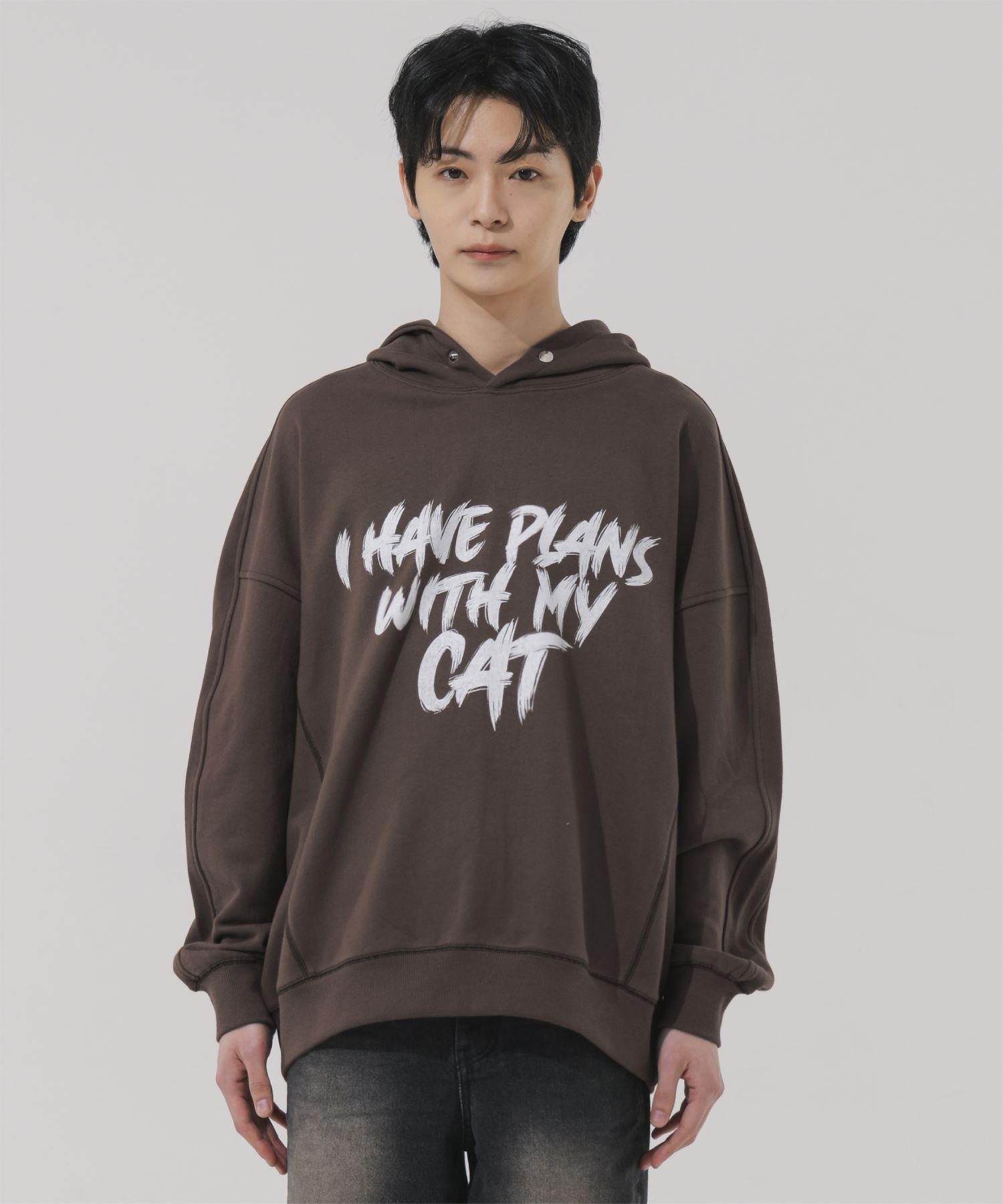 Bajubiju Blur Lettering Over-Fit Hoodie [Brown] Xl