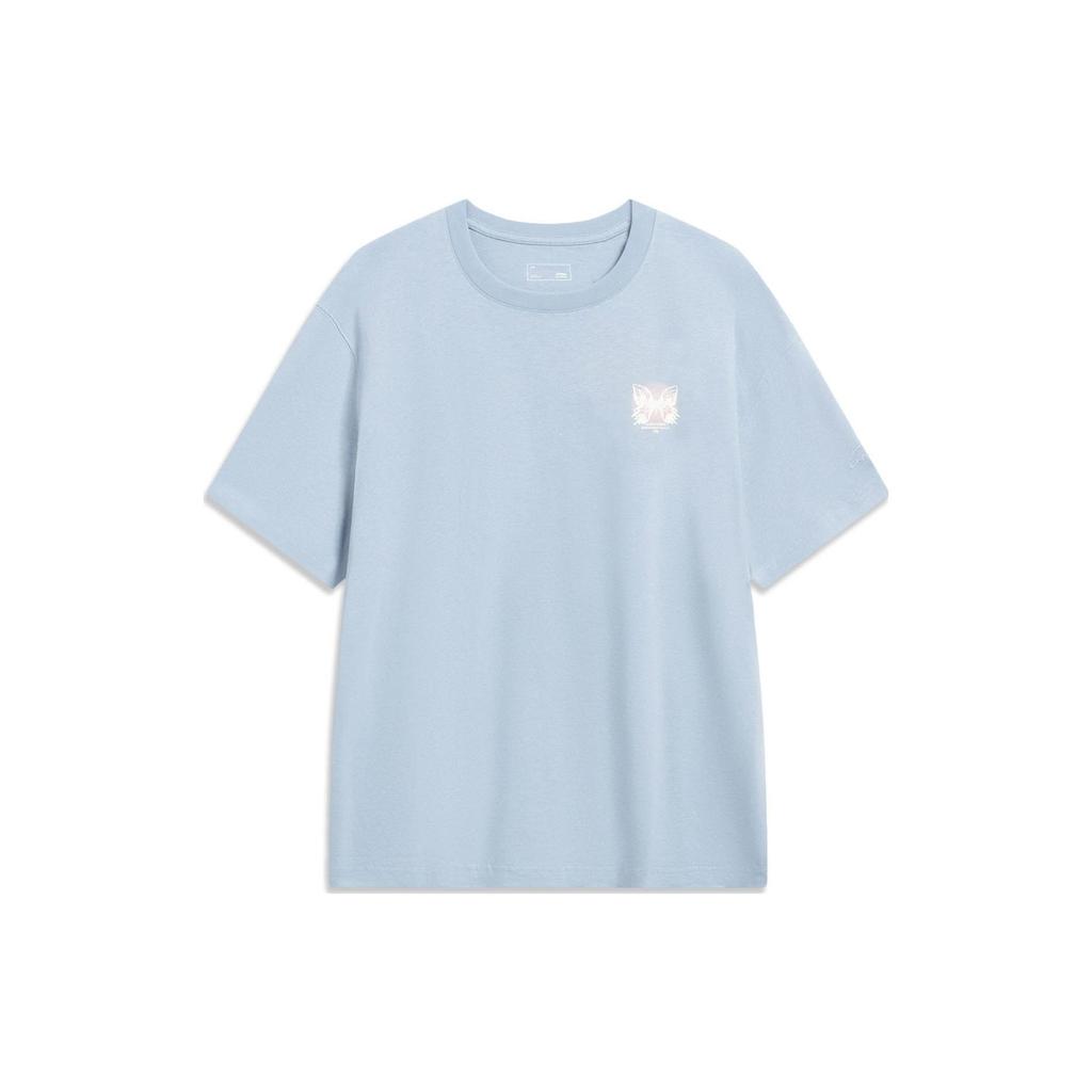 LiNing Sports Life Series Letter Crew Neck Short Sleeve T-Shirt Men Tops Sky-Blue AHST205-6