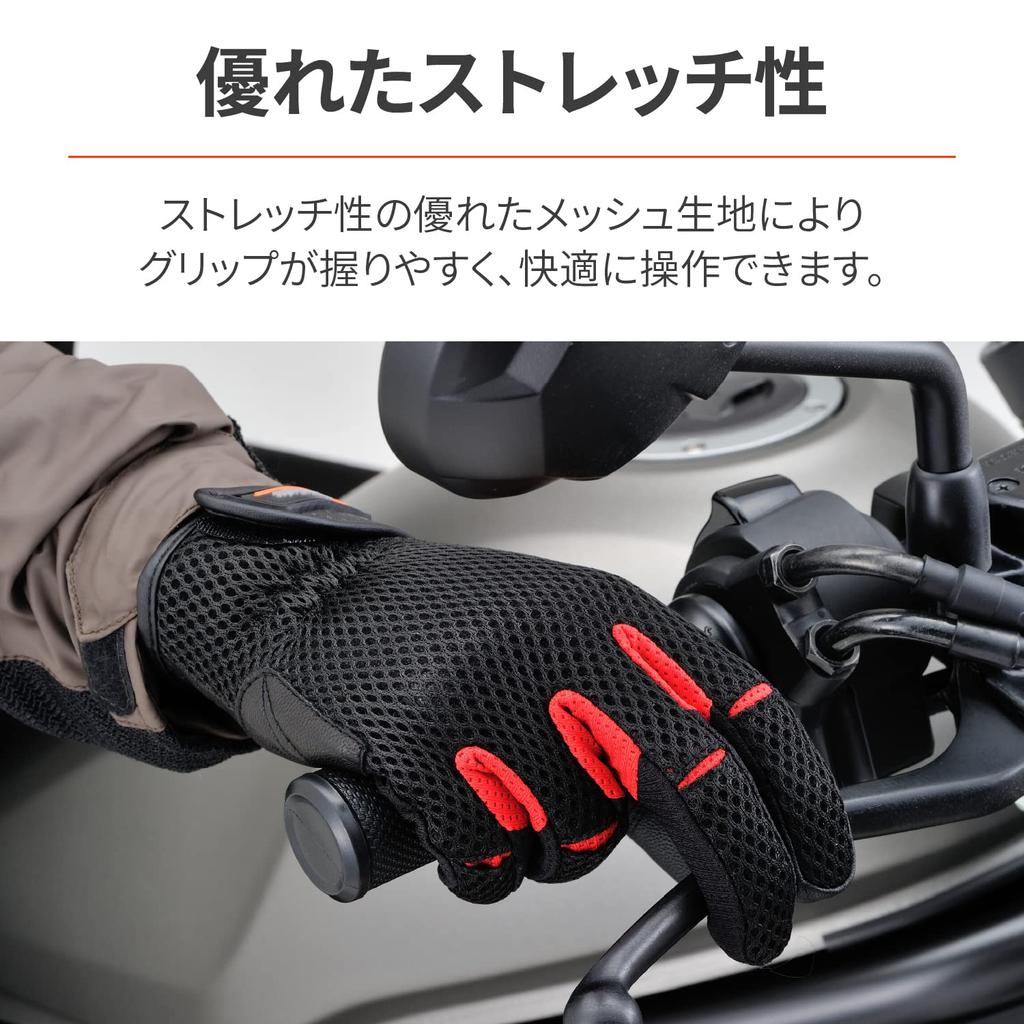 Daytona Motorcycle Leather Smartphone Full Standard Size 25840 Gloves, Summer, Mesh, (Goat Leather), Compatible, Mesh, Gloves, HBG-072, Red, M,