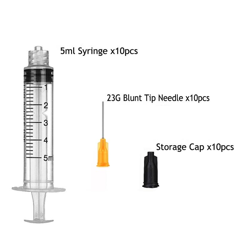 30Pack 5ml Syringes Set 1.5 Inches 14G-27G Blunt Tip Needle with Storage Caps for Refilling and Measuring Liquids Oil