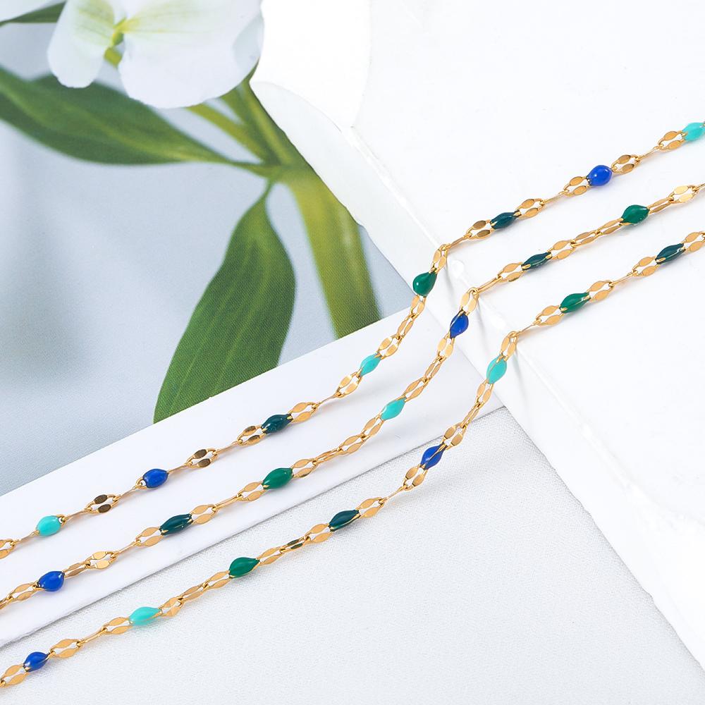 

1Meter Colorful Enamel Heart Leaf Bead Chain Stainless Steel Gold Color Chain for DIY Clothing Jewelry Making Necklace Bracelet 1 meter