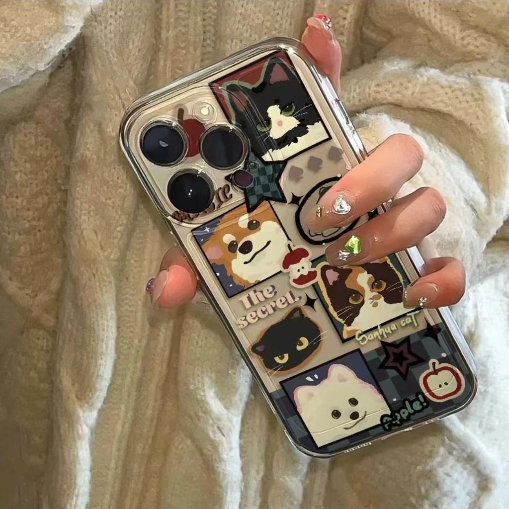 Checked cat and dog avatar iPhone17/16Promax mobile phone case is suitable for Apple 15 space case 13 cute 14.