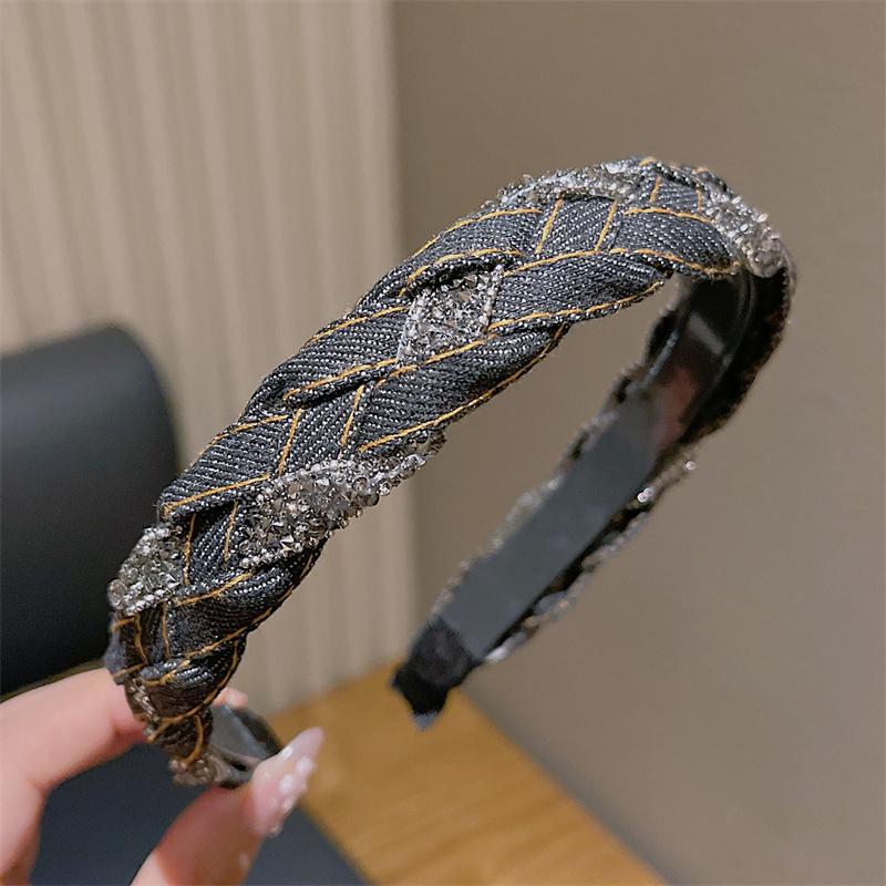 

Модные женские плетеные джинсовые повязки на голову Нескользящие зубчатые пластиковые обручи для волос для дам и девушек Повязки для волос