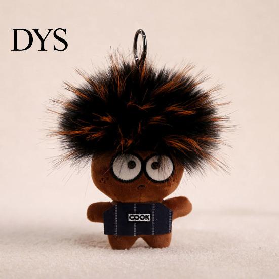 Animal Plush Keychain Funny Cute Bag Charms with Pom Sweet-cool Accessory Hair Soft Stuffed Keyrings for Handbag Backpack Purse Colorful