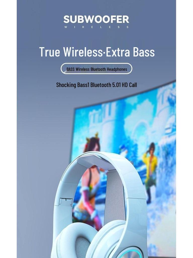 B39 Over-Ear Bluetooth Headphones with Cool Light Effects, Card Slot, and Enhanced Sound Quality for Men, Women & Students