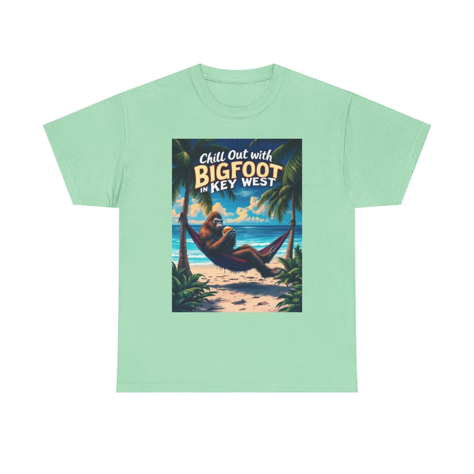 Bigfoot In Key West Unisex Heavy Cotton Tee Colorful Funny Yeti Sasquatch Shirt XL