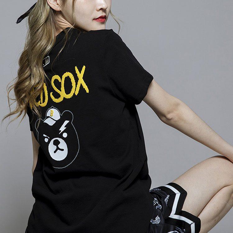 MLB T Shirts Unisex Black Crew Neck Moderate Straight Fit 31TSC7131-43L
