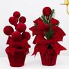 Bordeauxroter Samt Weihnachtsbaumkugel Topfdekoration Weihnachtsfensterbank Kaminsims Schmuck Feiertagsparty Ausstellungsdekoration