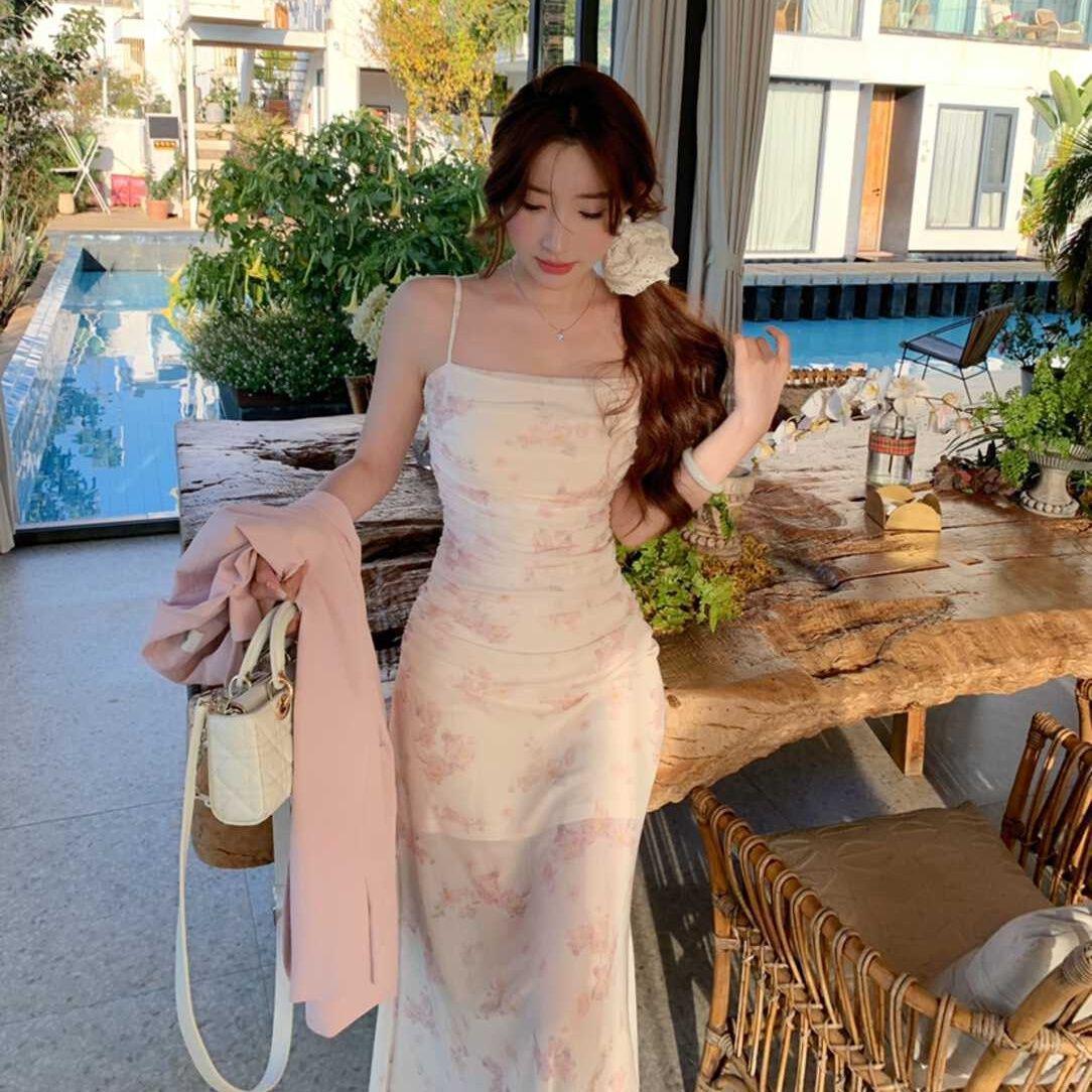 

Yuan Dynasty Floral Slim Fit Mesh Mermaid Beach Dress - Perfect for Stunning Photos S for height 158+