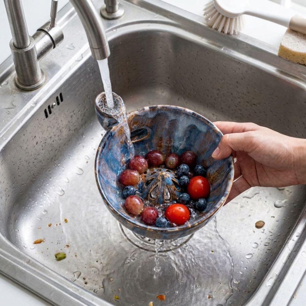Self-Spinning Automatic Fruit Washer Bowl Vortex-Style Vegetable Colander Food Preparation