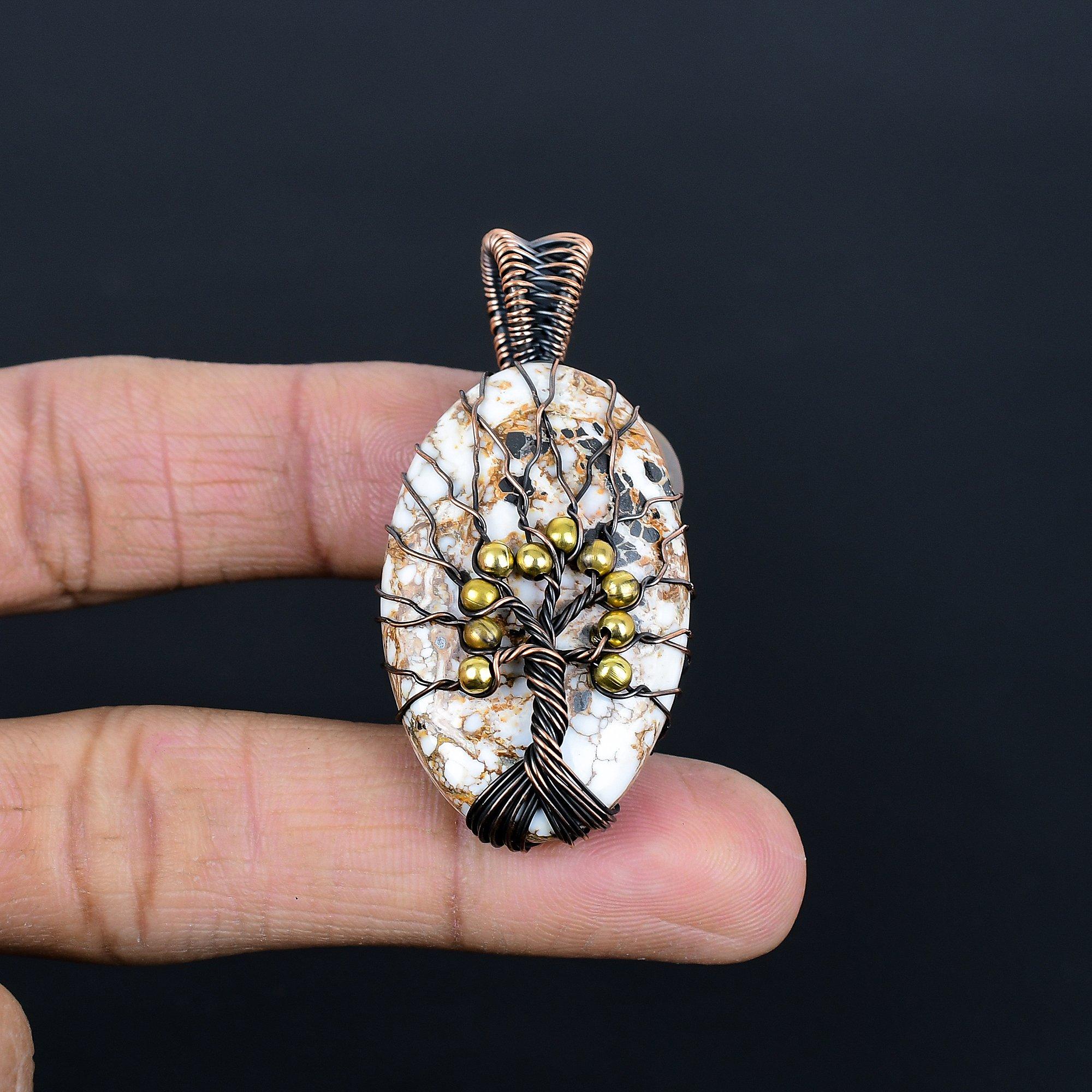 

Tree Of Life Wild Horse Pendant Gemstone Jewelry, 999 Copper Wire Wrapped Handmade Pendant, Latest Design Jewelry 2.08 Inches белый