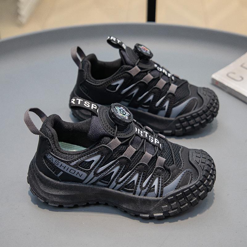 Kids Rotating Buckle Outdoor Sneakers Breathable Mesh Non Slip Casual Shoes
