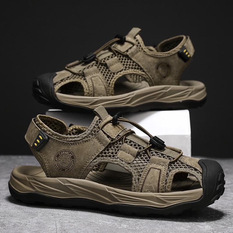 Fashion Summer New Men's Sandals Mesh Breathable Beach Shoes Outdoor Non-slip Soft-soled Hiking Shoes Waterproof River-trapping Shoes