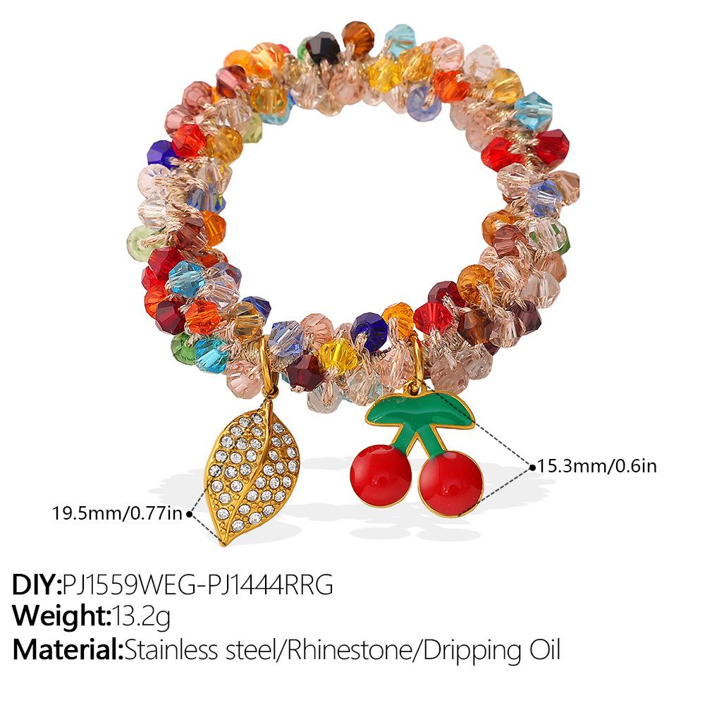 New Sweet Dopamine Color Crystal DIY Peach & Pineapple Pendant Hair Tie, Hair Accessories for Women
