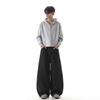 Mens Black Wide Leg Denim Pants Loose Fit Straight Cut Casual Trousers With Slight Stretch