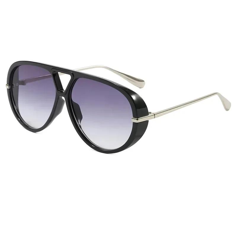 Fashionable Double Beam Pilot Sunglasses Large Frame High-end Toad Style Internet Celebrity Blogger Identical