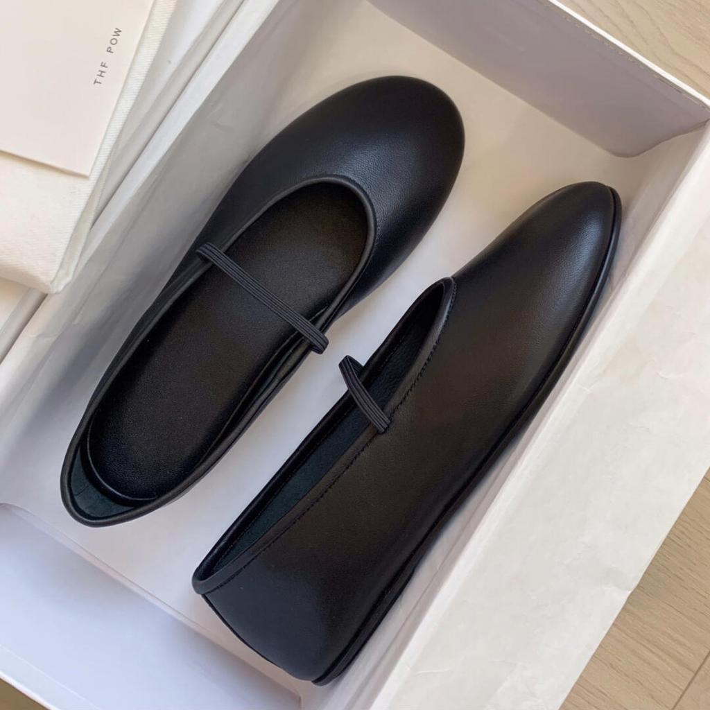Sheepskin Version~ Minimalist One-word Belt Leather Soft-soled Mary Jane Single Shoes Women's Small Heel Ballet Shoes Small Leather Shoes Laden Shoes