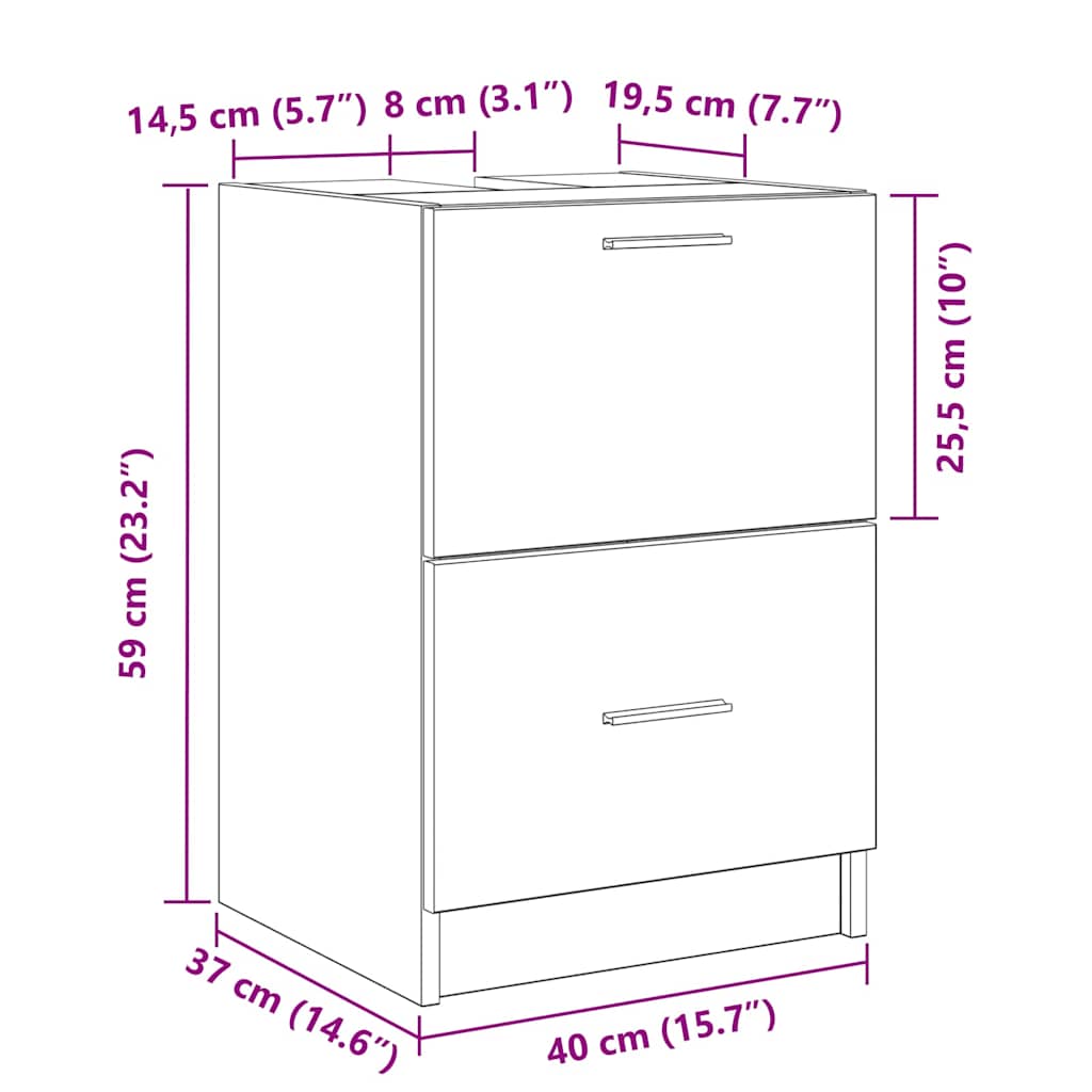 Bathroom Cabinet with Door Black Oak Effect 40 x 37 x 59 cm
