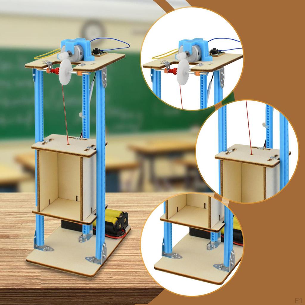 DIY Wooden Elevator Toy School Projects Kids Science Experiment Kit Develop Intelligence Educational