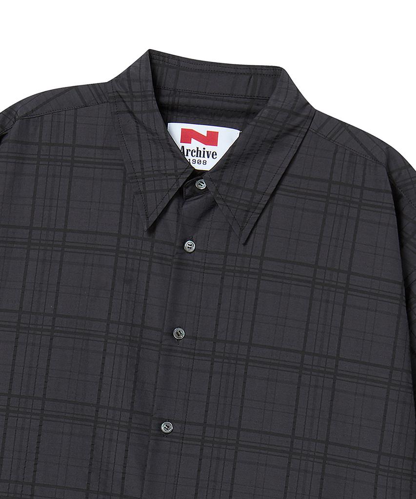BEYOND CLOSET [Collection Line] Lux Fabric Check Short Sleeve Shirt Charcoal Gray