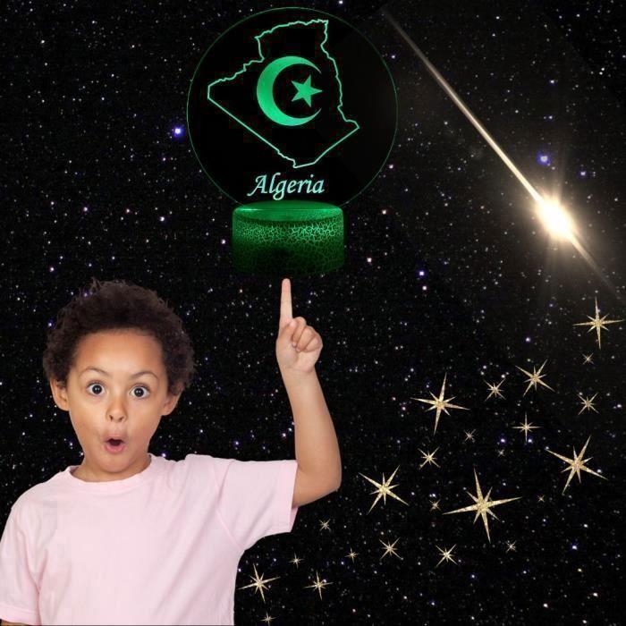 Lampe de Chevet 3D LED - Algérie - Veilleuse Tactile - 16 Couleurs - Télécommande - Ambiance Unique