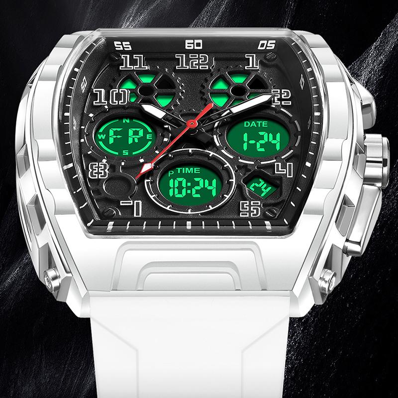 FOXBOX watches for men Sports Clock Dual Display Man Watch Chronograph Luminous Silicone military watches men reloj hommes+BOX