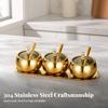 Stainless Steel Seasoning Container Set with Tray DustResistant ThreeCompartment Condiment Holder