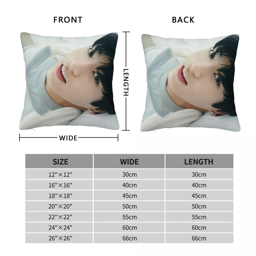 Jungkook Square Pillowcase Polyester Linen Velvet Pattern Zip Decorative Sofa Seater Cushion Cover