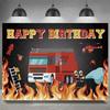 Firefighter Firetruck Theme BackgroundRed Fire Truck Children Boy Birthday Party Decor Baby Shower Photography Backdrop Props