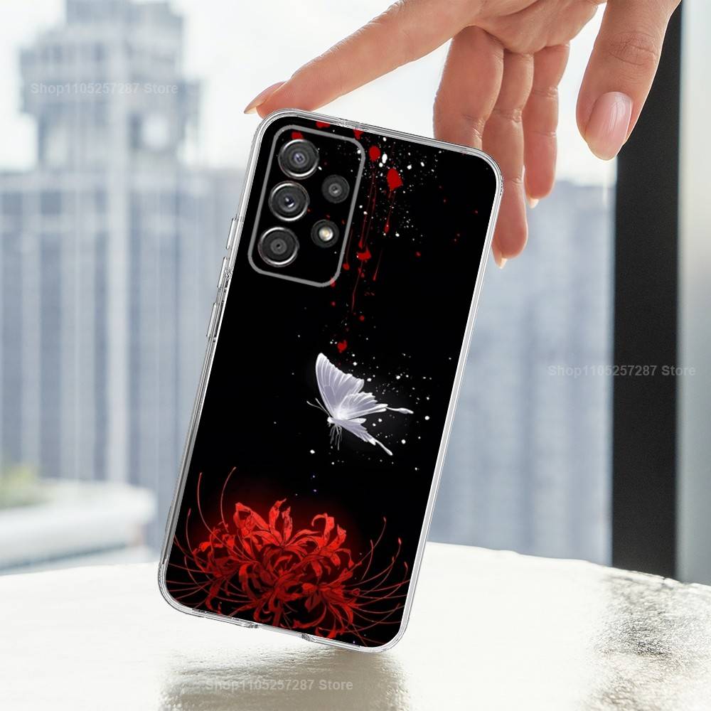 Lily Flower Red Spider Phone Case For Samsung Ultra,FE,A30,71,51,S9,10,20,Lite, S22,23,21,PIus,Transparent, Silicone