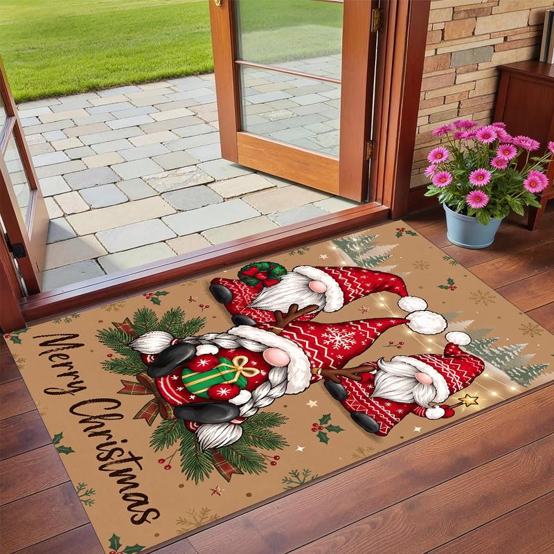 Christmas Printed Square Area Rug Soft Non Slip Floor Carpet For Bedroom Holiday Gift