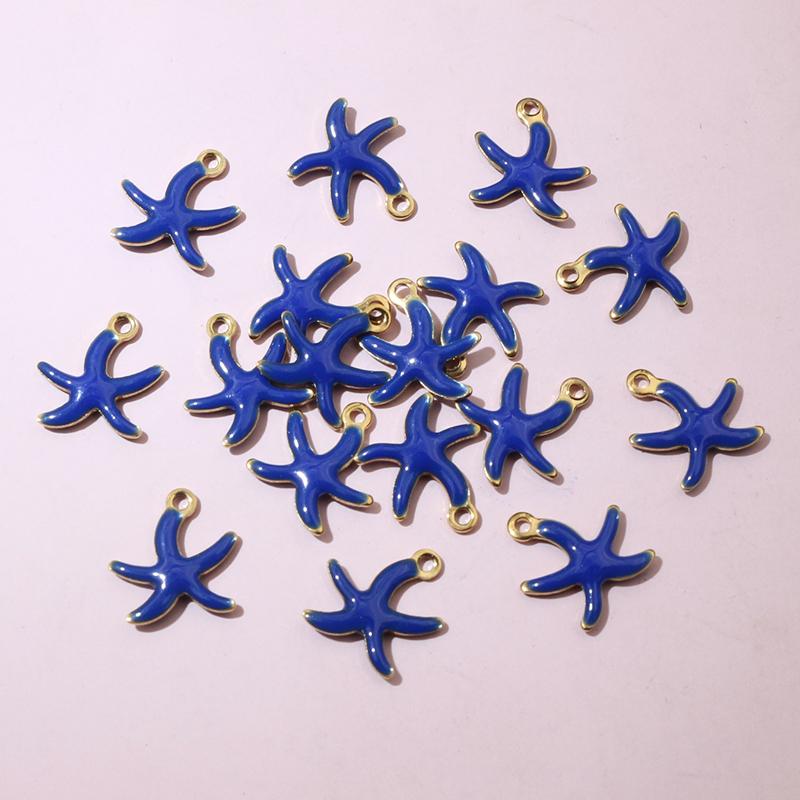 20pcs Stainless Steel Small Enamel Starfish Charms Pendant 10.5x10mm DIY Jewelry Making Accessories for Necklace Earrings