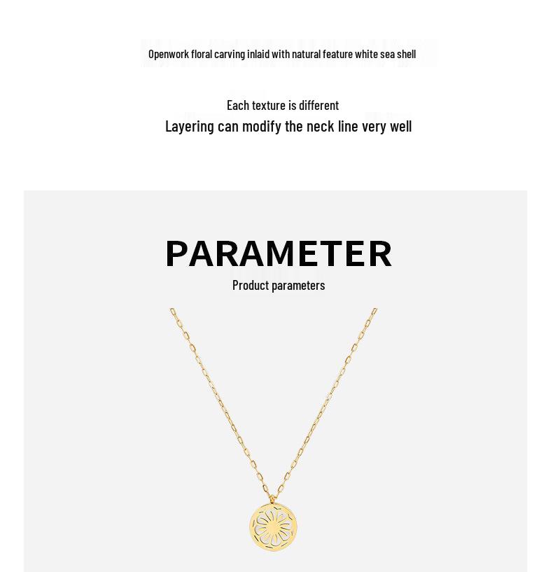 European & American Style Winter Christmas Sweater with White Seashell & Daisy Pendant Necklace for Women - Titanium Steel P802
