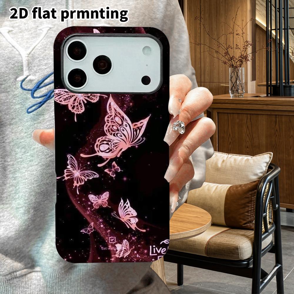 Phone Case: 2D Flat Design Suitable for iPhone 18 17 16 15 14 13 Pro Film Protective Case, Couple Style, Hollow Butterfly, Christmas and Halloween Gif
