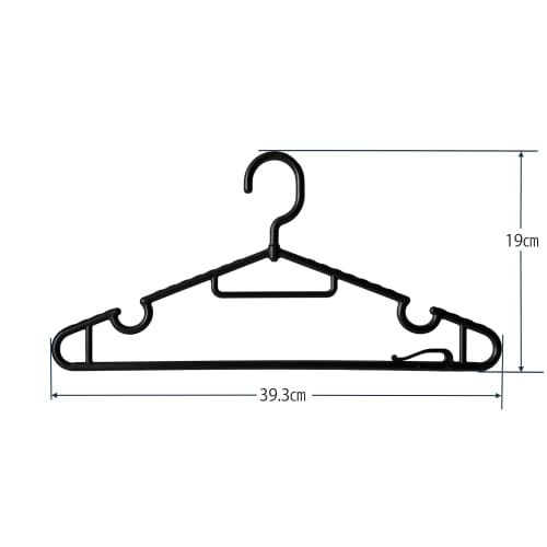 Mizukan Seirensho Clothes Hangers, 10-Piece Set, Black, with Rotating Hooks for Tie, Camisole, and Pants Stoppers