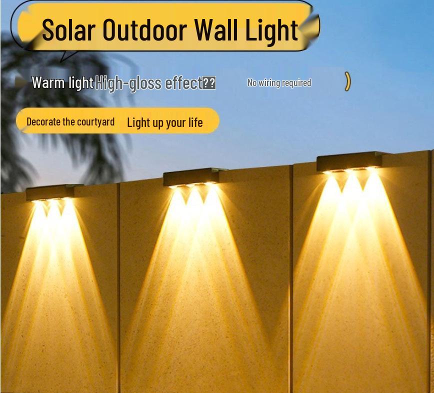 Waterproof Solar Wall Light for Courtyard, Villa, Garden, and Home - Outdoor Atmosphere Lighting
